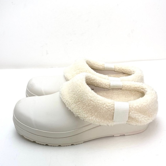 HUNTER White Play Vegan Shearling Insulated Clogs Slides In Cream Size 9 - Picture 5 of 13